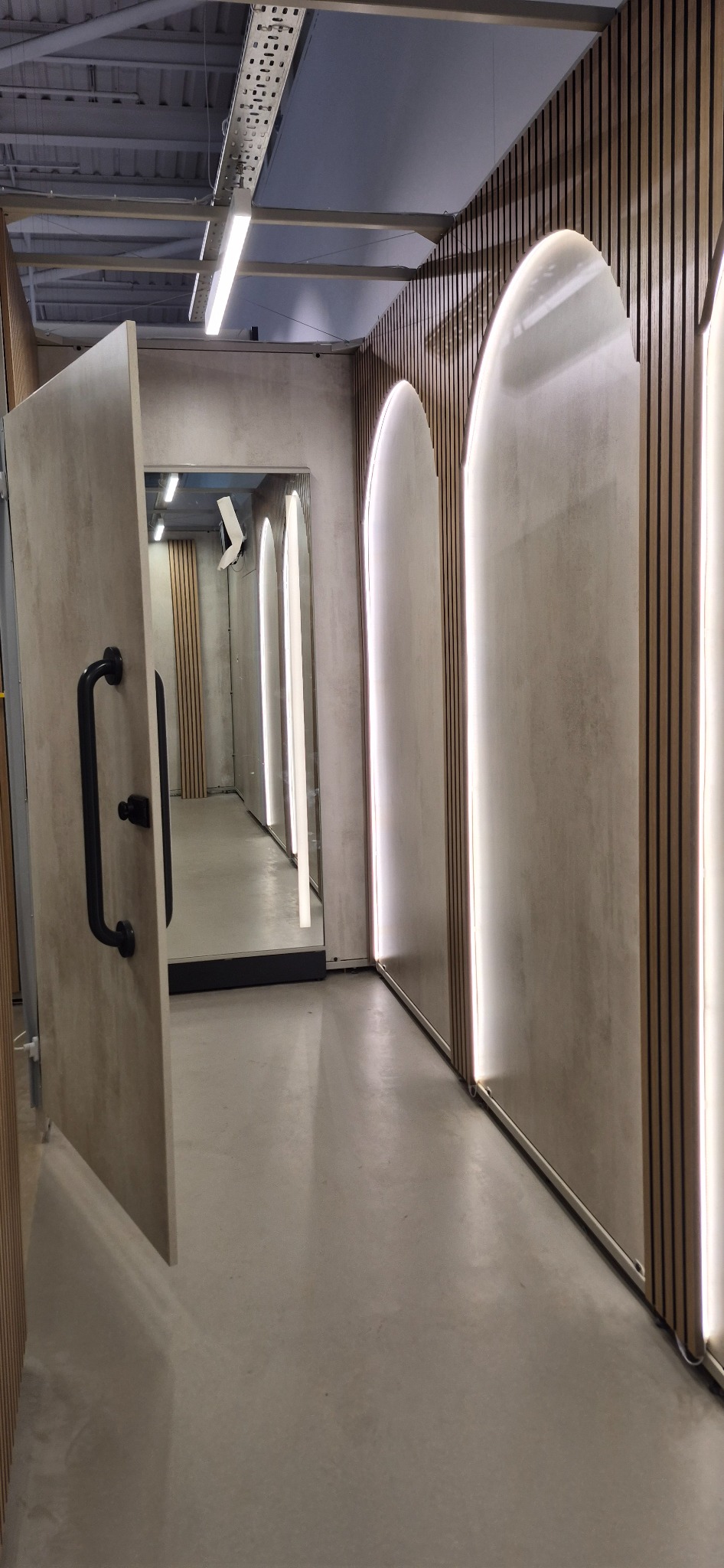 Feature lighting inside the fitting rooms